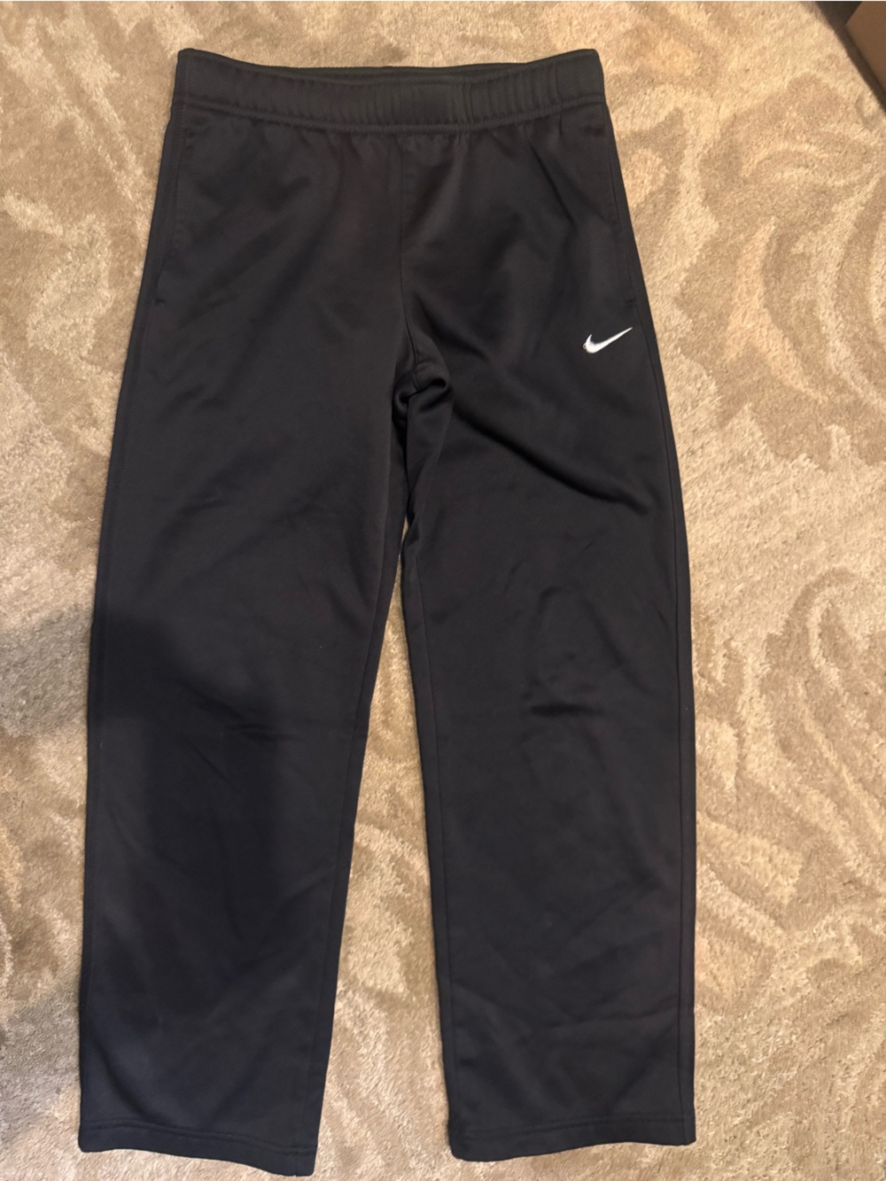Nike Kids Black Athletic Joggers with White Swoosh youth Large